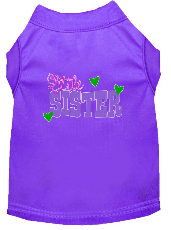 Little Sister Screen Print Dog Shirt Purple XS